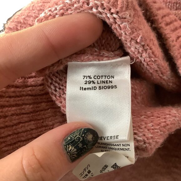 L.L.Bean Signature Turtleneck Sweater Women Size XL Cotton Linen Blend Pink - Picture 3 of 6